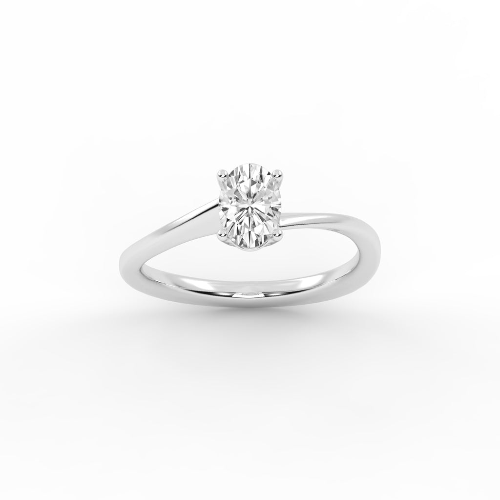 Solitaraine bypass oval shape cut solitaire lab diamond ring