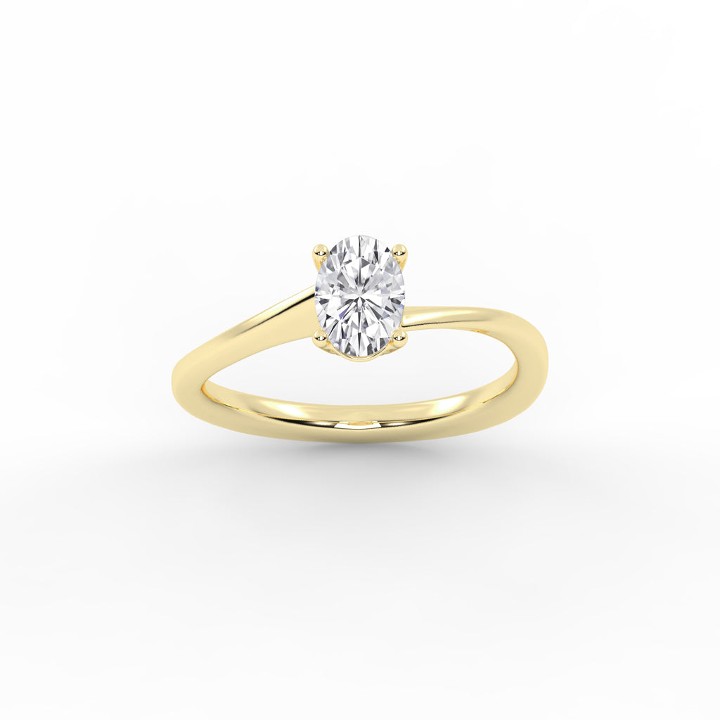 Solitaraine bypass oval shape cut solitaire lab diamond ring