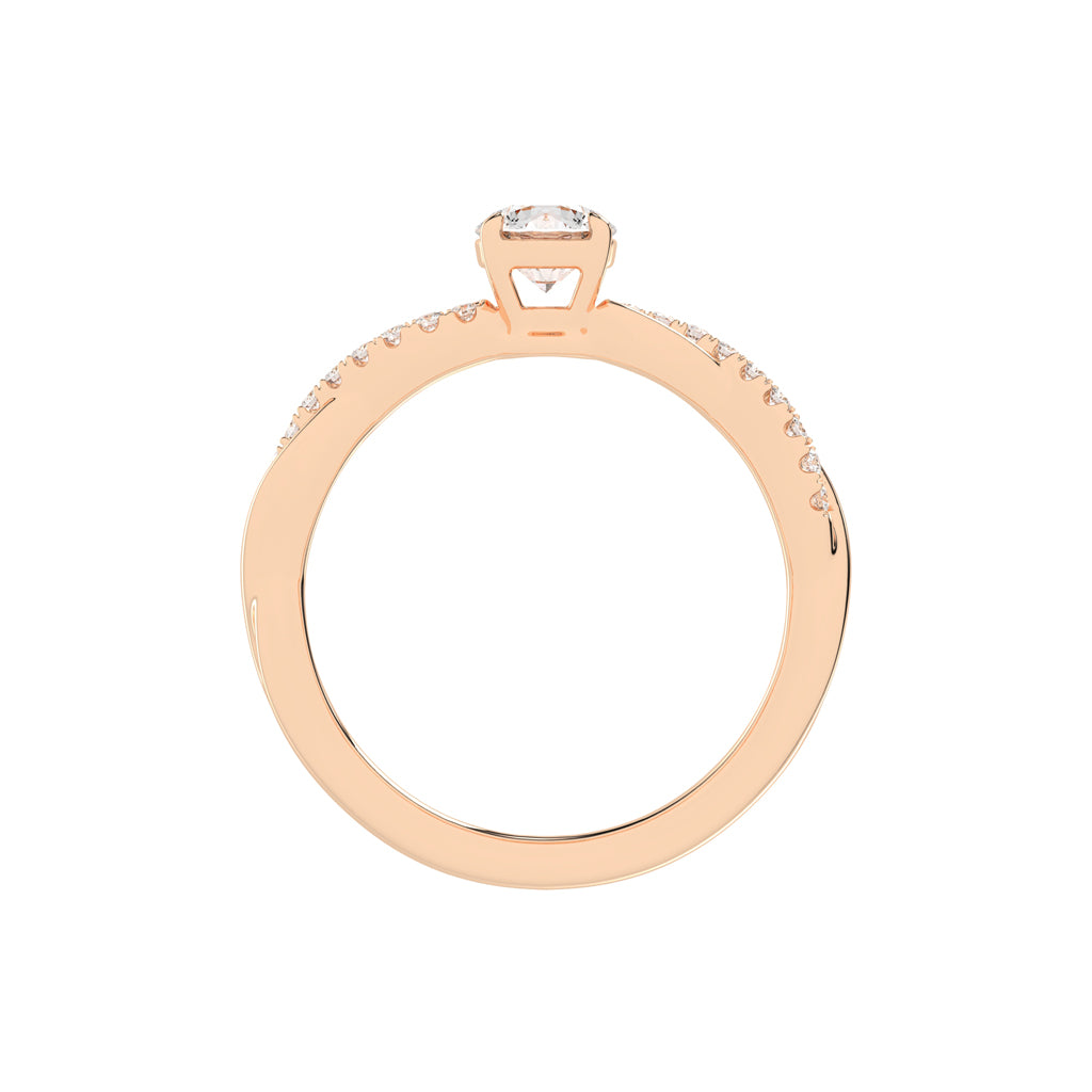 Sidetra braided round cut side stone lab diamond ring
