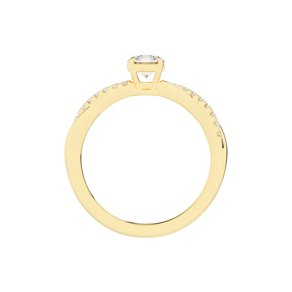 Sidetra braided round cut side stone lab diamond ring