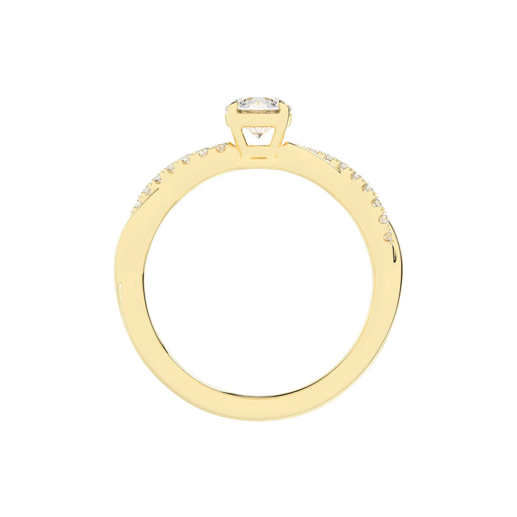 Sidetra braided round cut side stone lab diamond ring