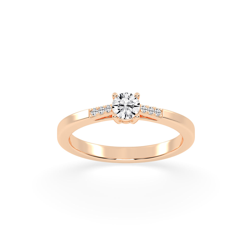 Deliranna four prong round cut delicate lab diamond ring