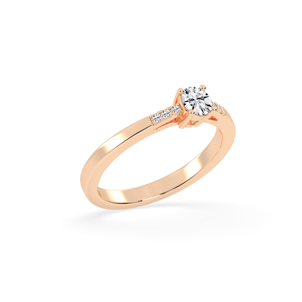Deliranna four prong round cut delicate lab diamond ring