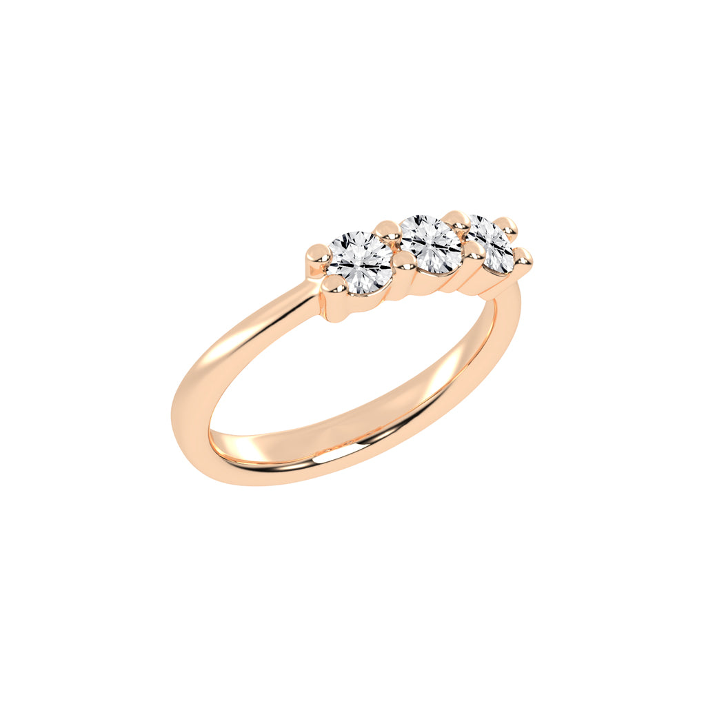 Trisona 1ct classic round cut three stone lab diamond ring
