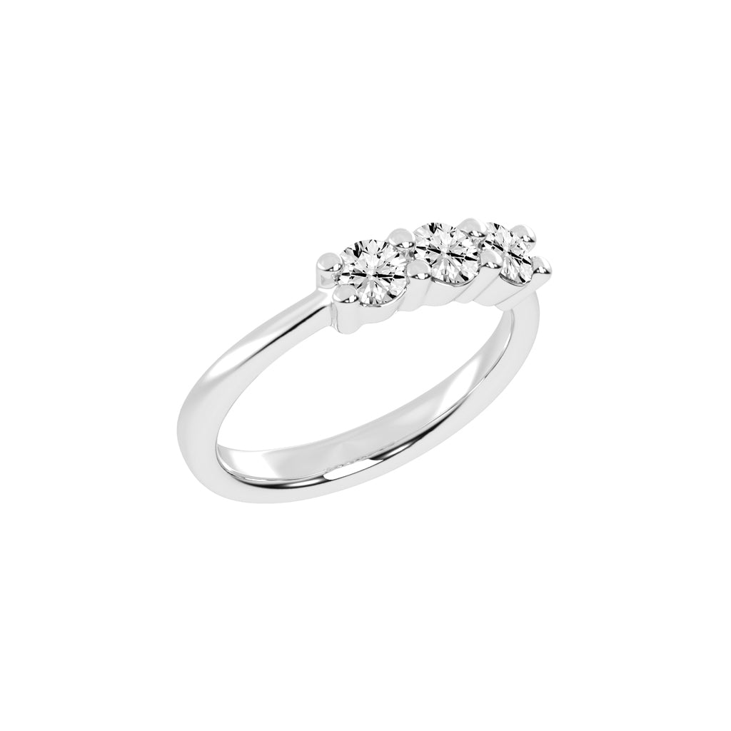 Trisona 1ct classic round cut three stone lab diamond ring