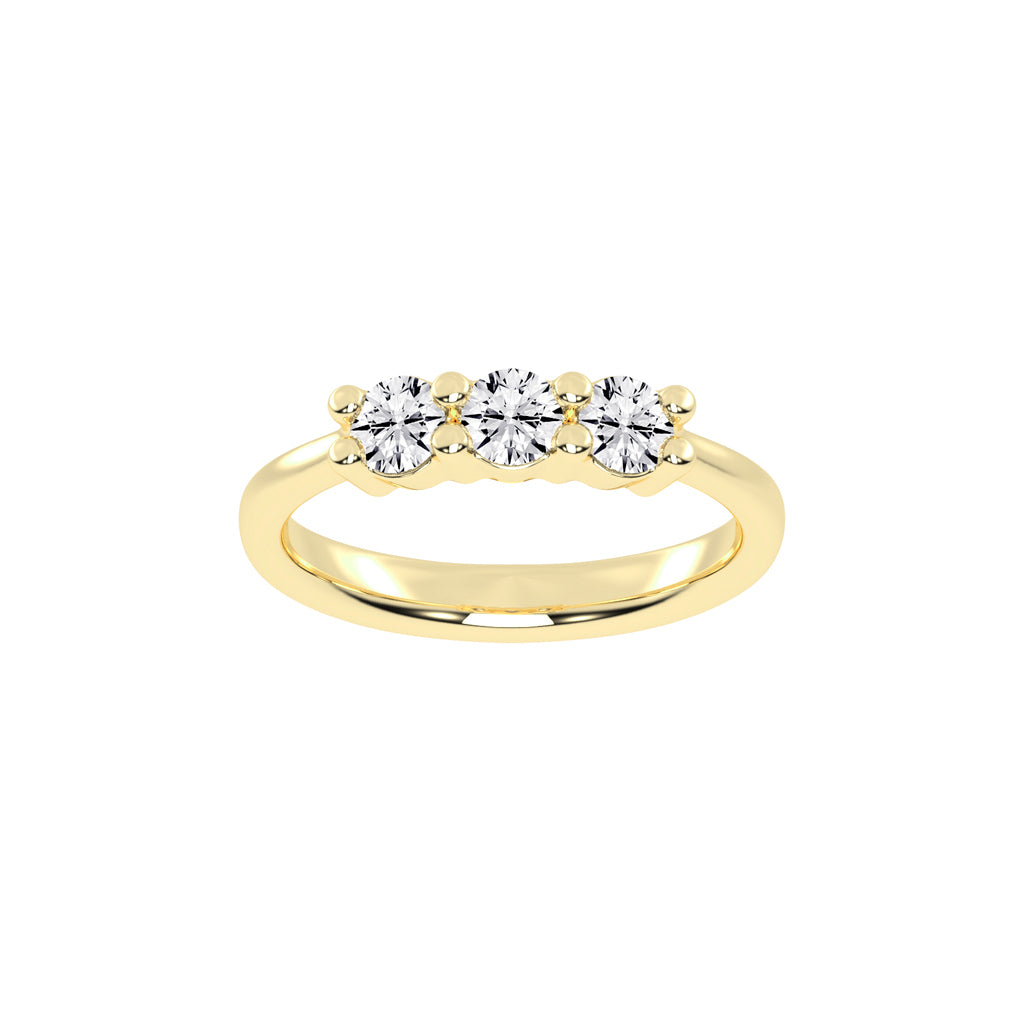 Trisona 1ct classic round cut three stone lab diamond ring