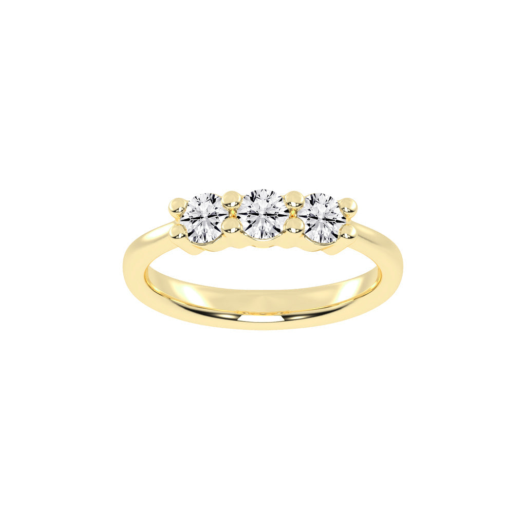 Trisona 1ct classic round cut three stone lab diamond ring
