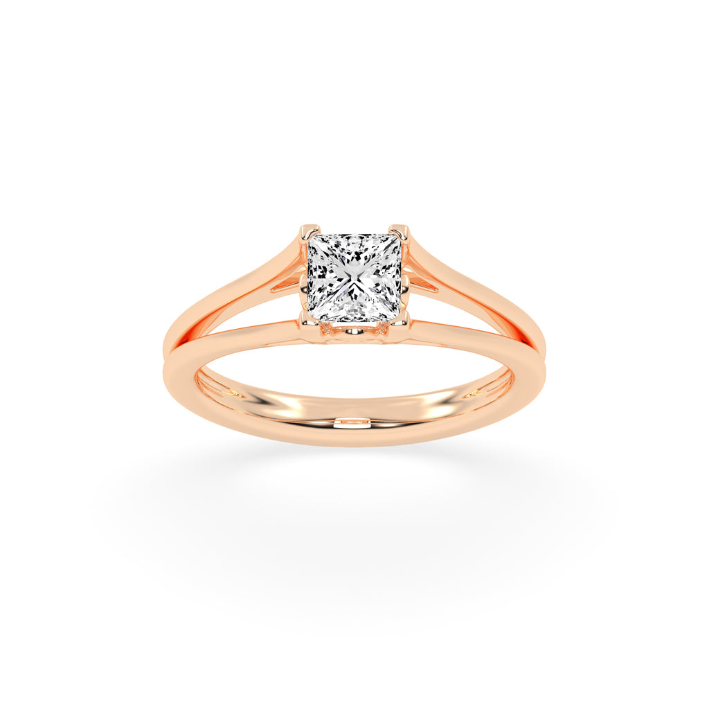 Solivora split shank Princess cut solitaire lab diamond ring