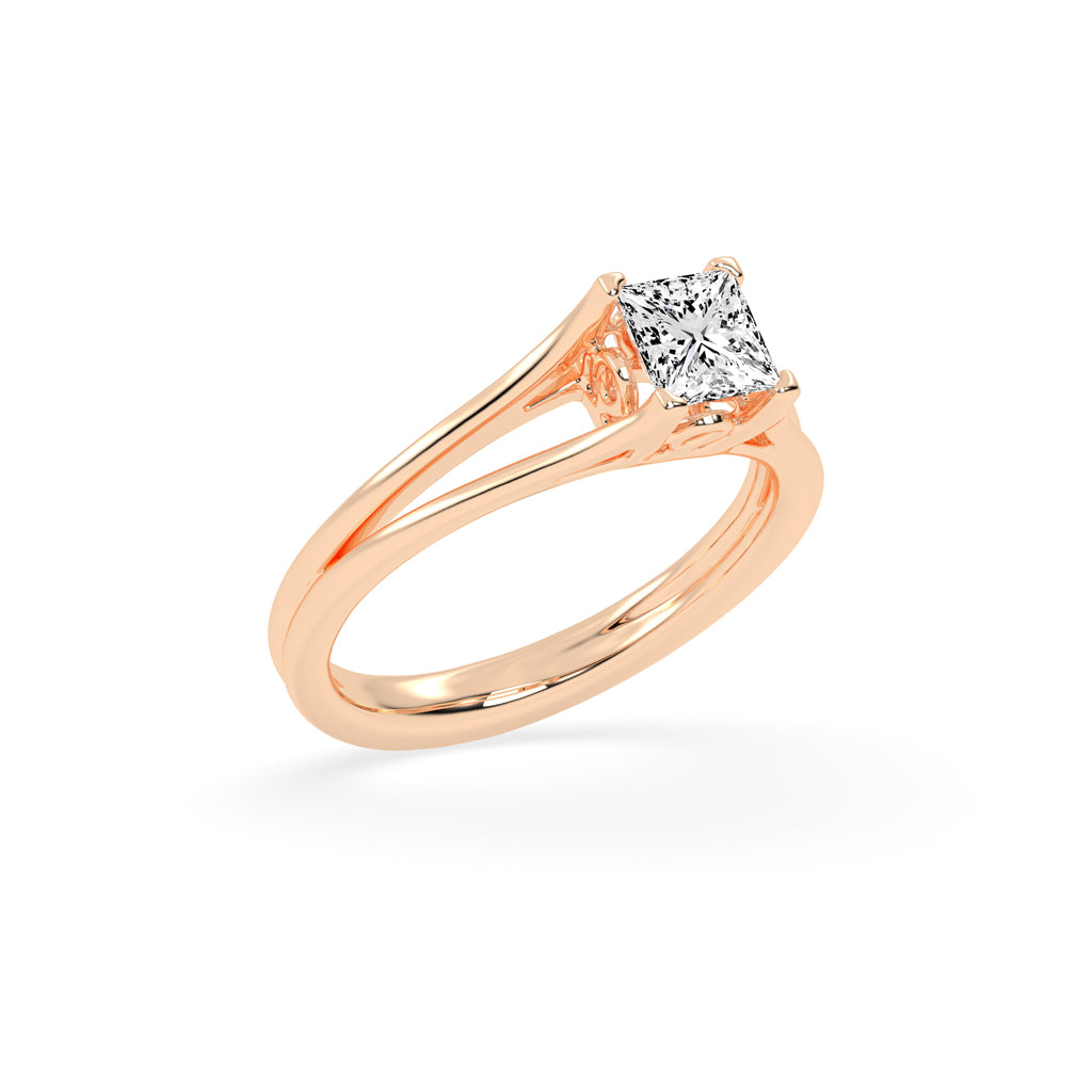 Solivora split shank Princess cut solitaire lab diamond ring
