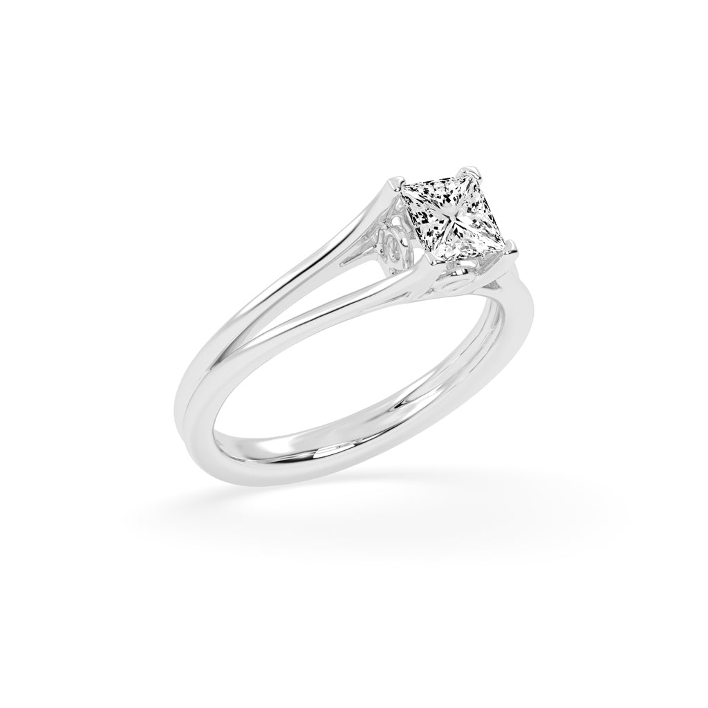 Solivora split shank Princess cut solitaire lab diamond ring