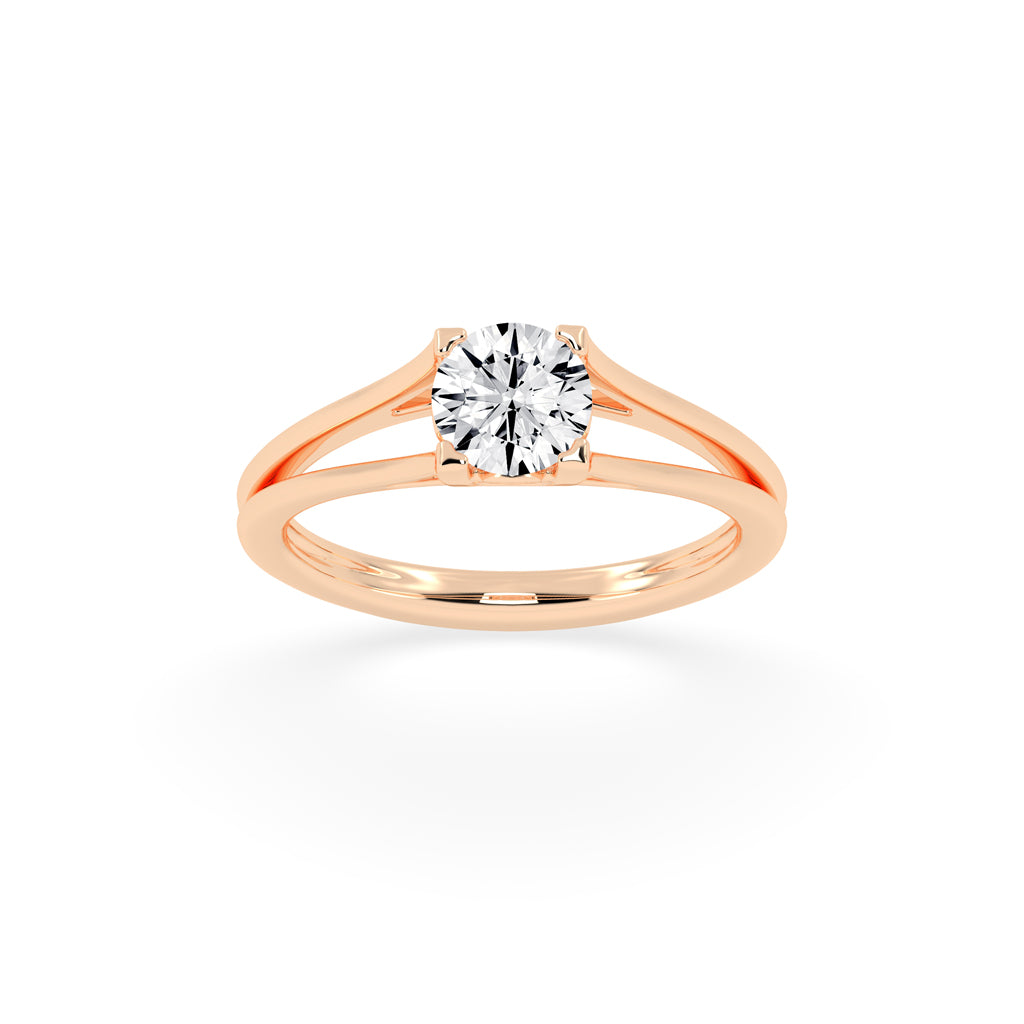 Soltrinia Split shank round cut solitaire lab diamond ring