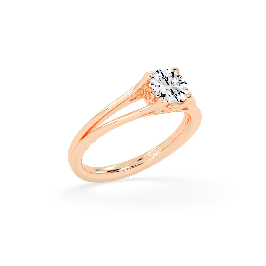 Soltrinia Split shank round cut solitaire lab diamond ring