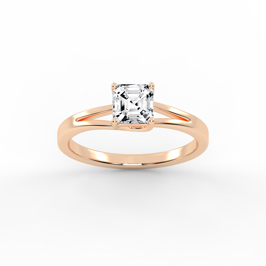 Solvione Square Emerald cut solitaire lab diamond ring