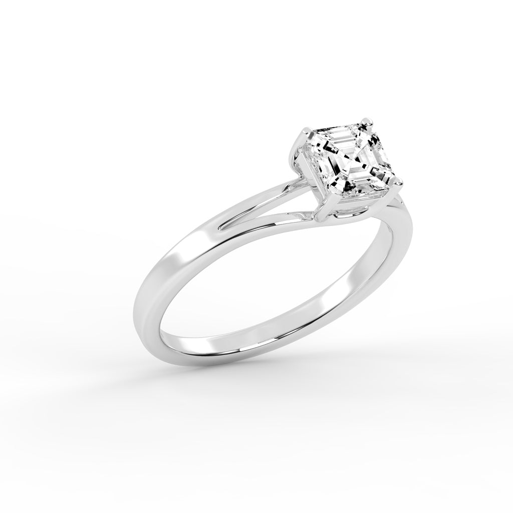 Solvione Square Emerald cut solitaire lab diamond ring