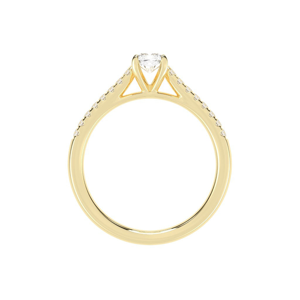 Valovon Shared Prong Round Cut Lab Diamond Ring