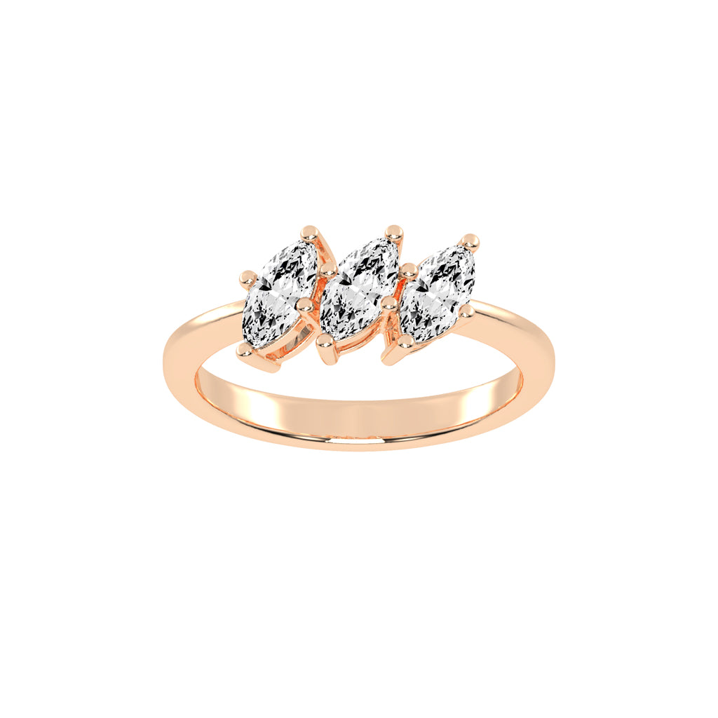 Triancea marquise cut three stone lab diamond ring