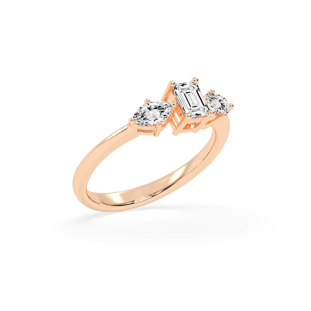 Trivelle classic trilogy emerald cut lab diamond ring