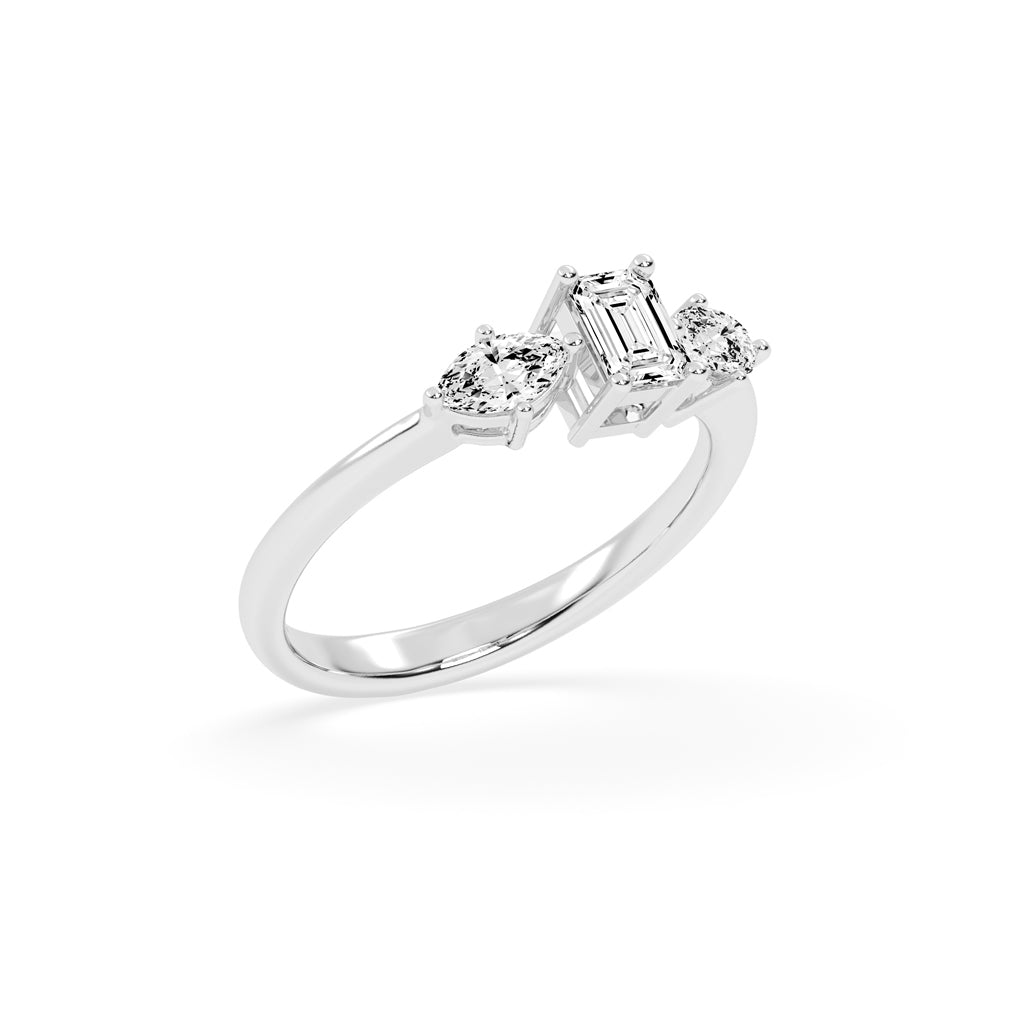 Trivelle classic trilogy emerald cut lab diamond ring