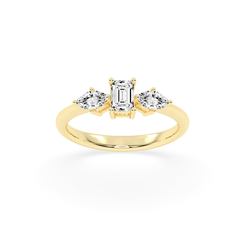 Trivelle classic trilogy emerald cut lab diamond ring
