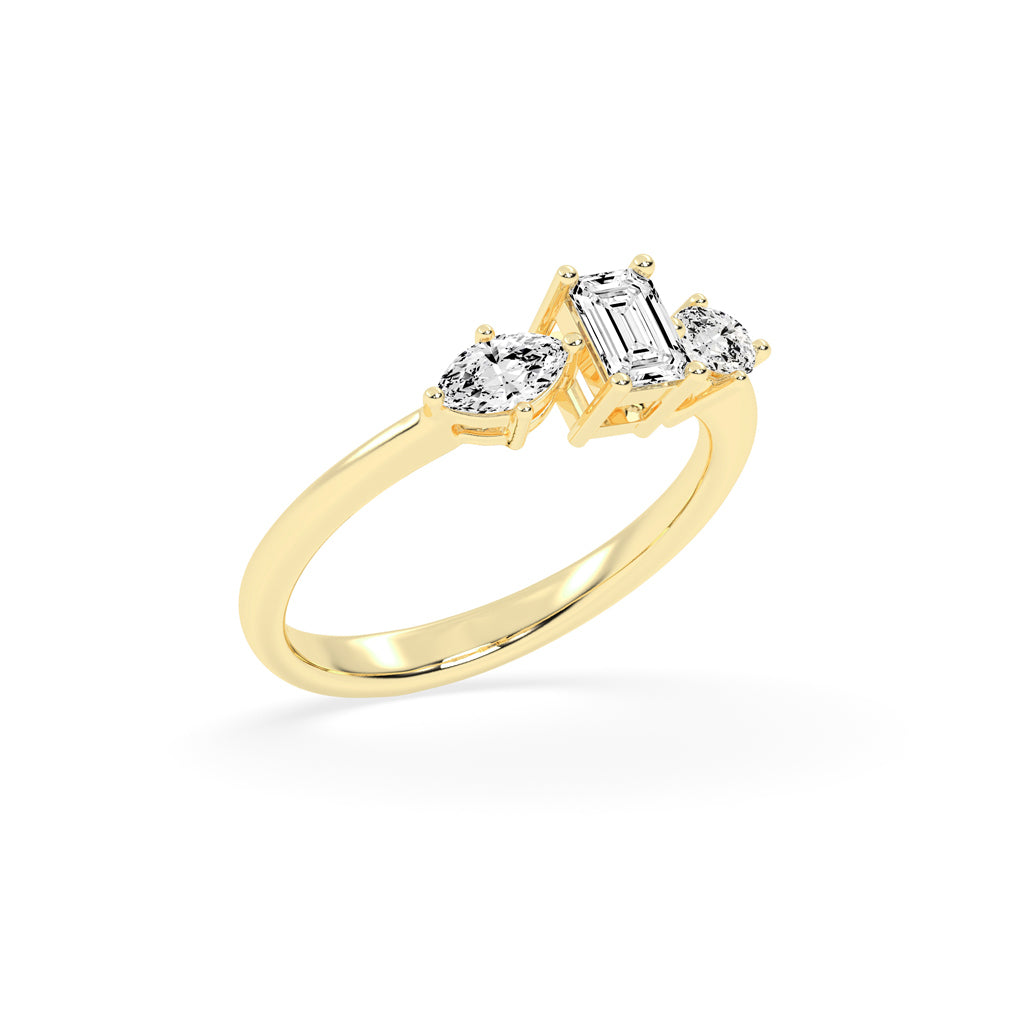 Trivelle classic trilogy emerald cut lab diamond ring