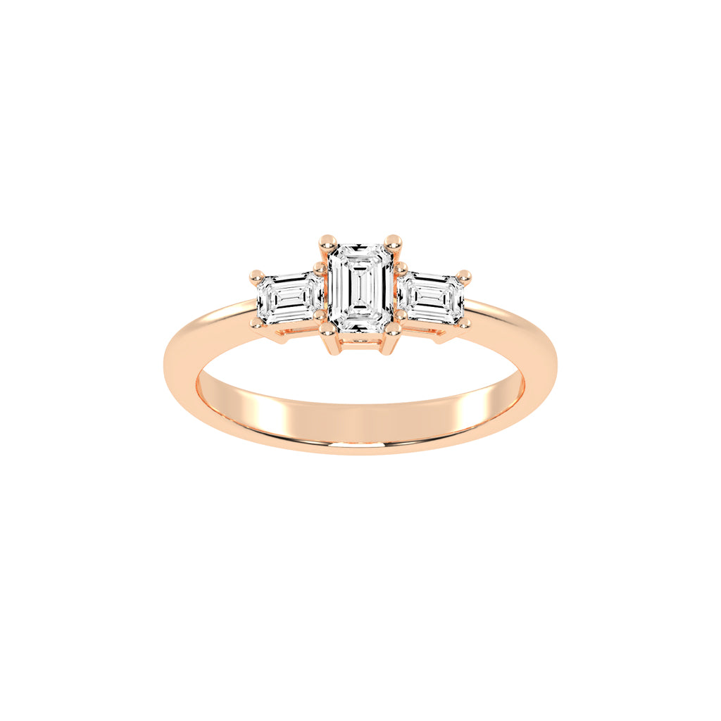 Triamira Emerald Cut Three Stone Lab Diamond Ring