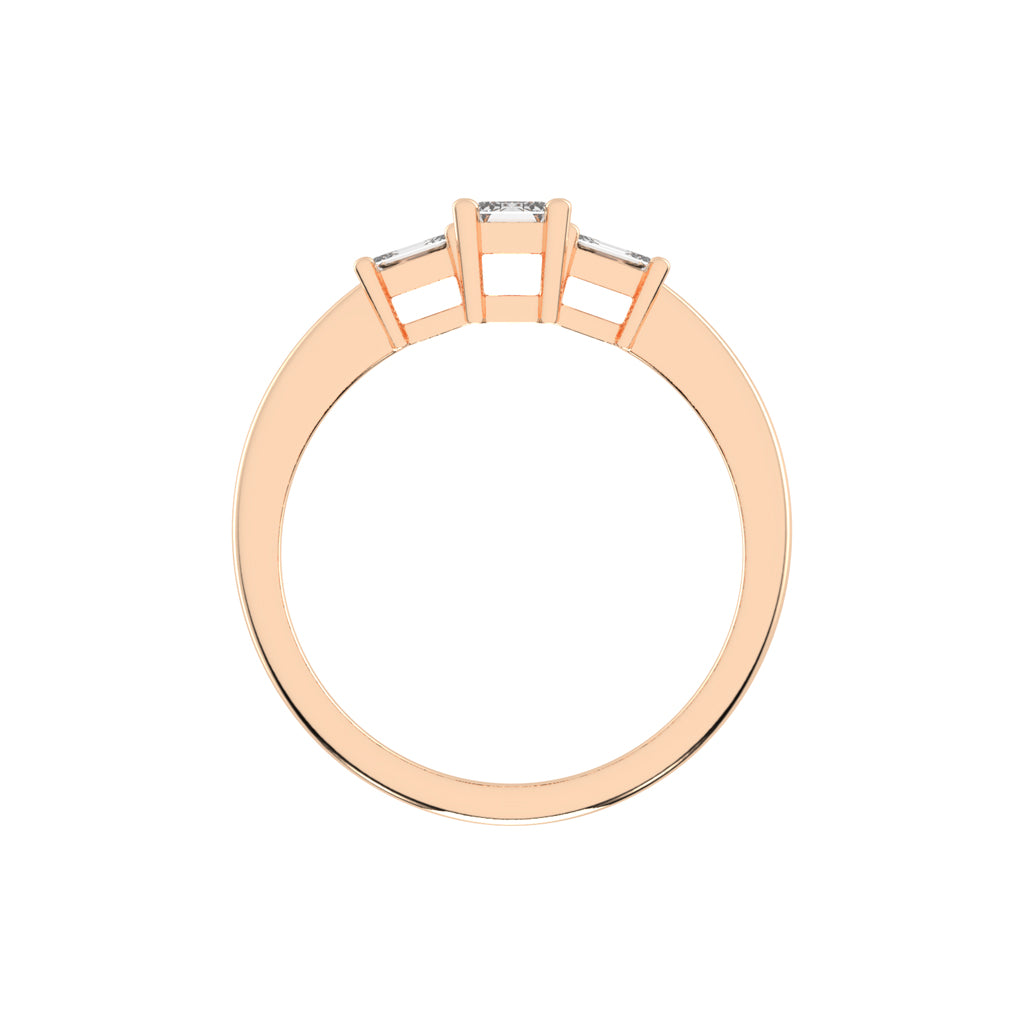 Triamira Emerald Cut Three Stone Lab Diamond Ring