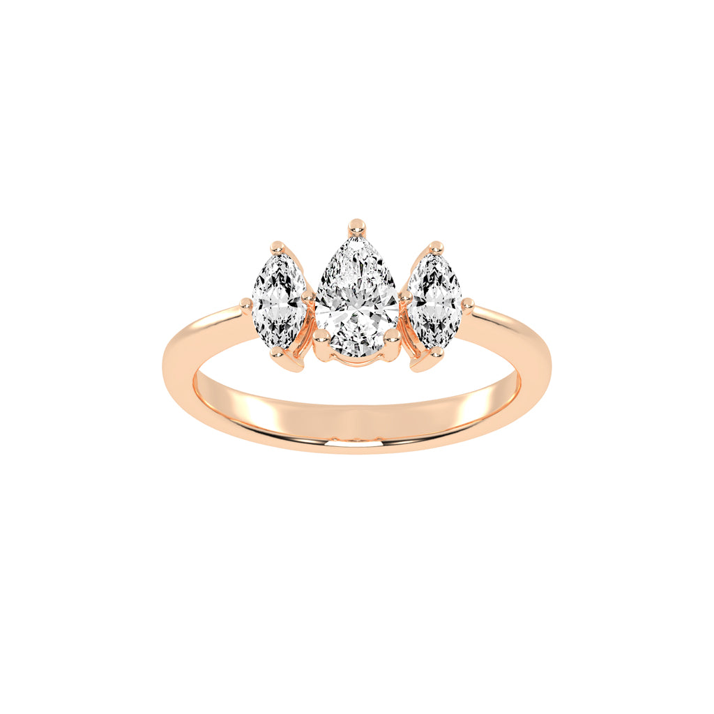 Triadiva Pear Cut Three Stone Lab Diamond Ring
