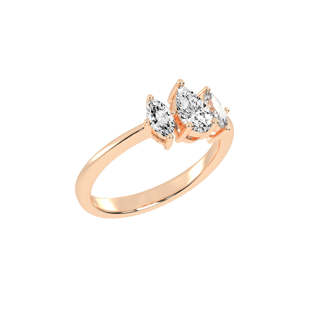Triadiva Pear Cut Three Stone Lab Diamond Ring
