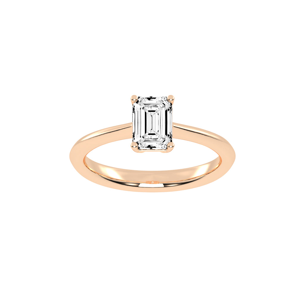 Solione emerald cut solitaire lab diamond ring