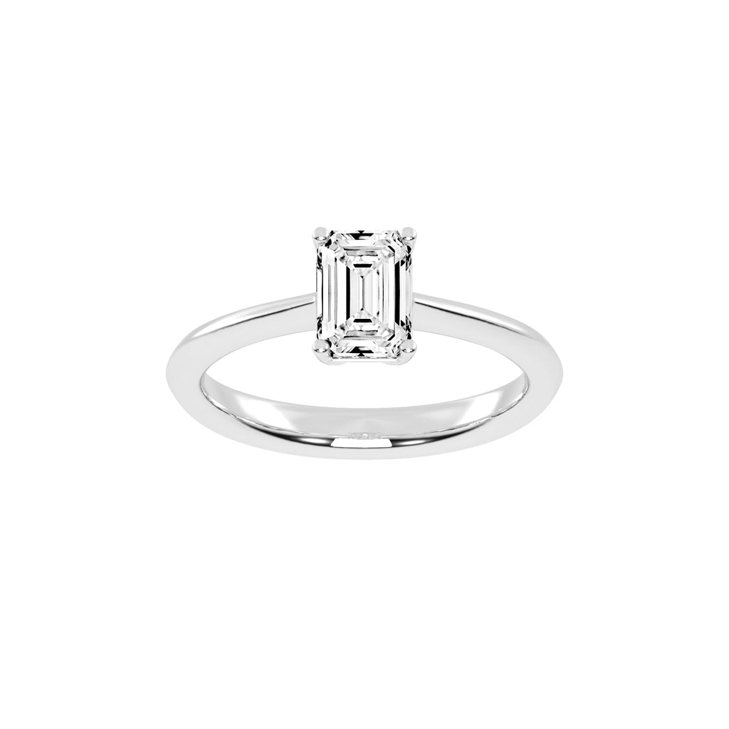 Solione emerald cut solitaire lab diamond ring