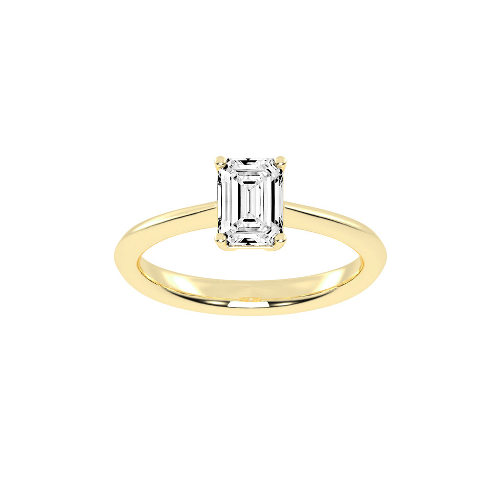 Solione emerald cut solitaire lab diamond ring