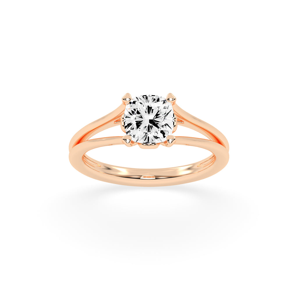 Soltrielle cushion cut solitaire lab diamond ring