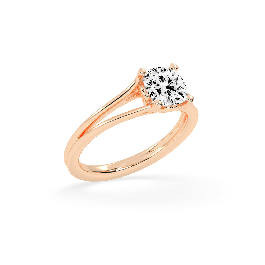 Soltrielle cushion cut solitaire lab diamond ring