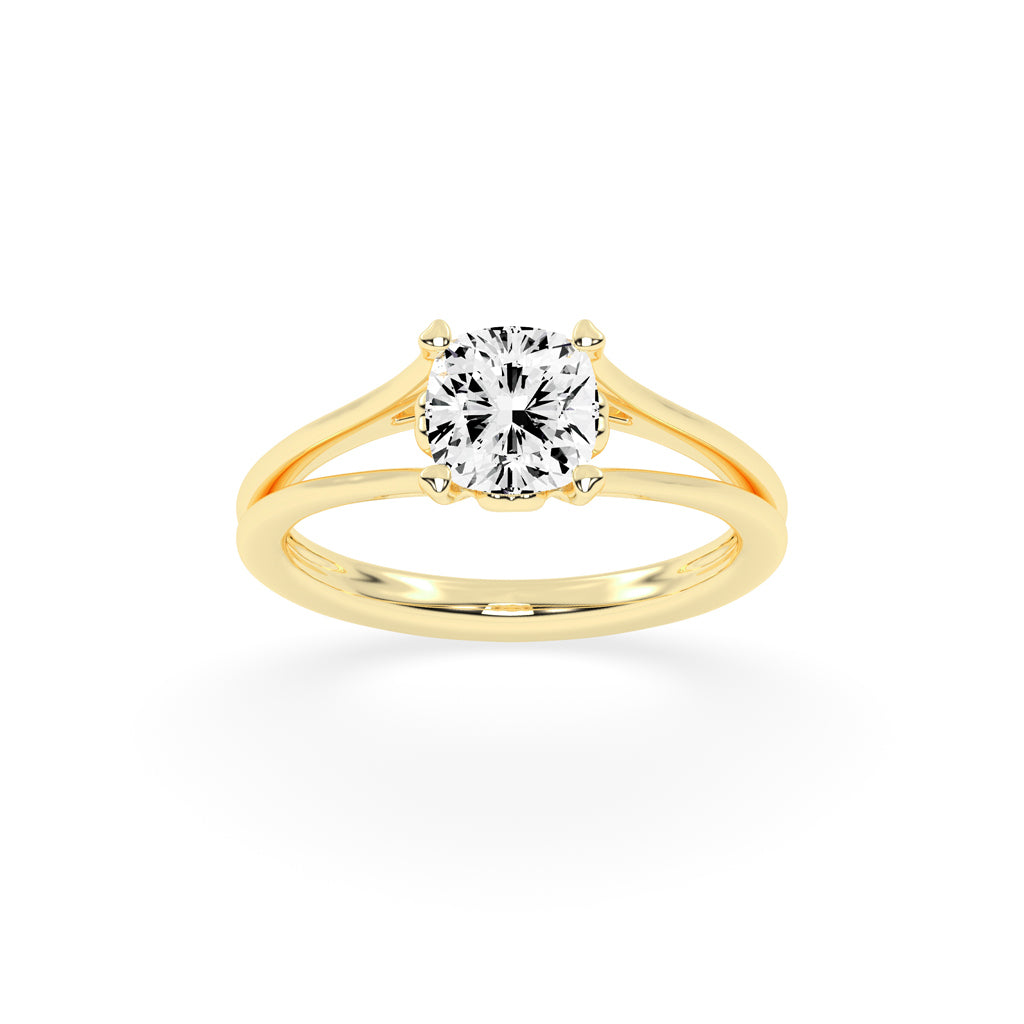 Soltrielle cushion cut solitaire lab diamond ring