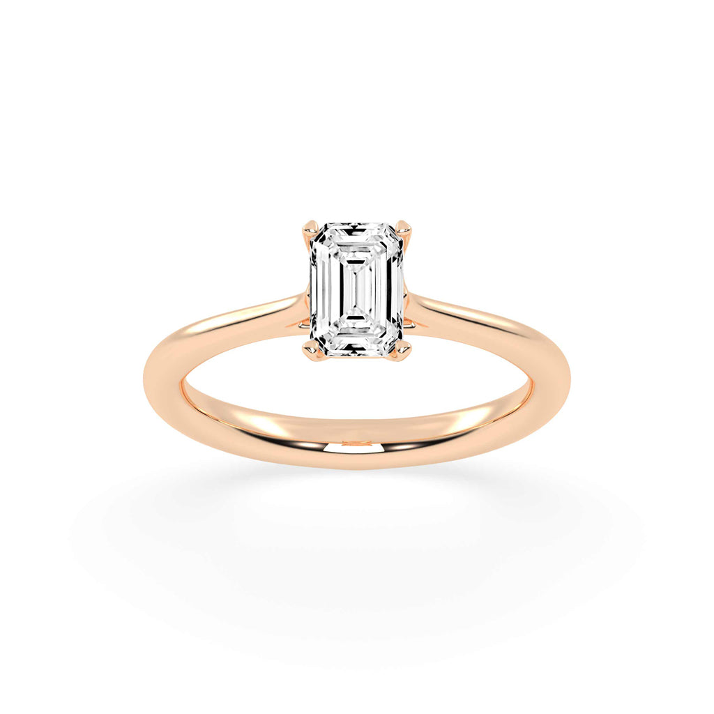 Solaveris Emerald cut solitaire lab diamond ring