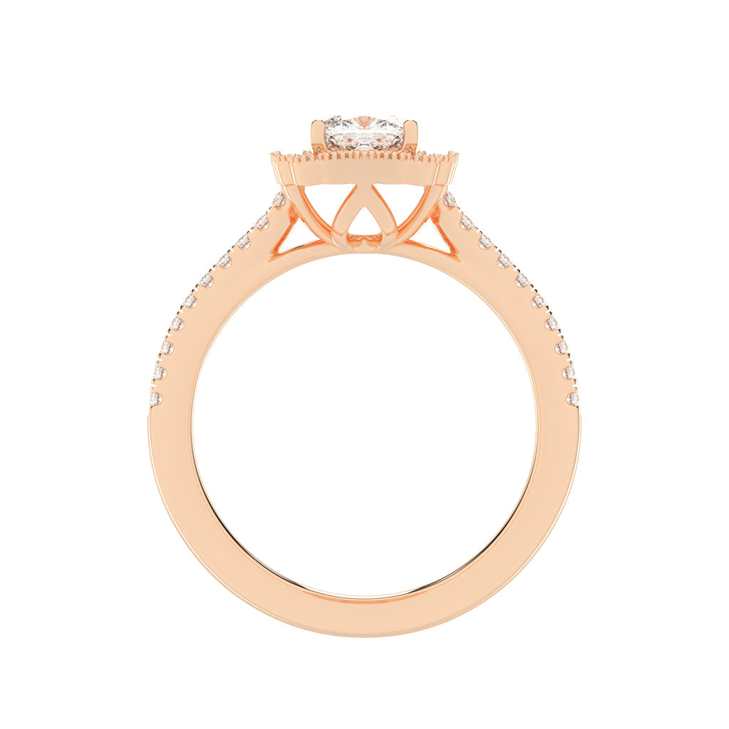 Halisira shared prong Cushion cut halo lab diamond ring