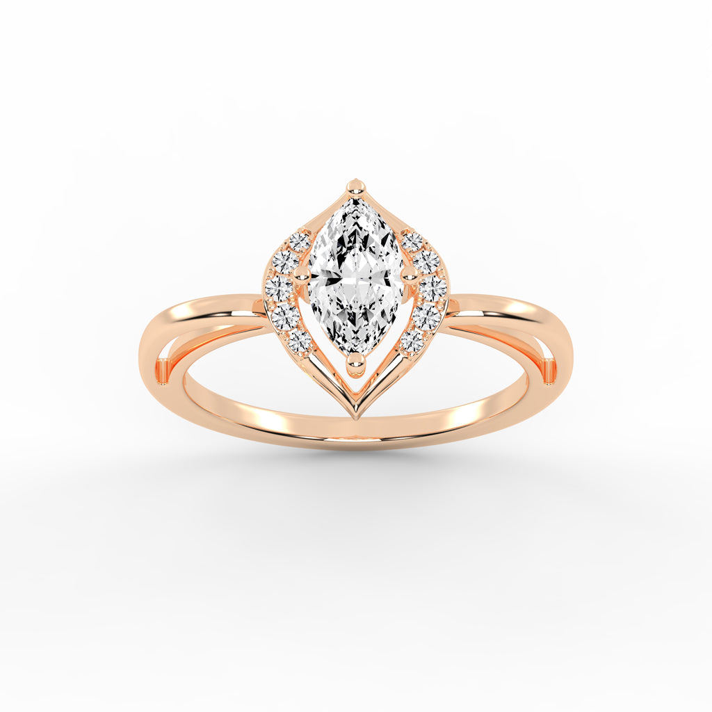 Delamira reversed tapred marquise cut delicate lab diamond ring