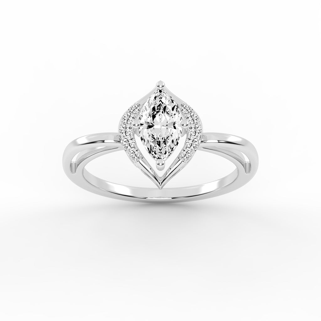 Delamira reversed tapred marquise cut delicate lab diamond ring