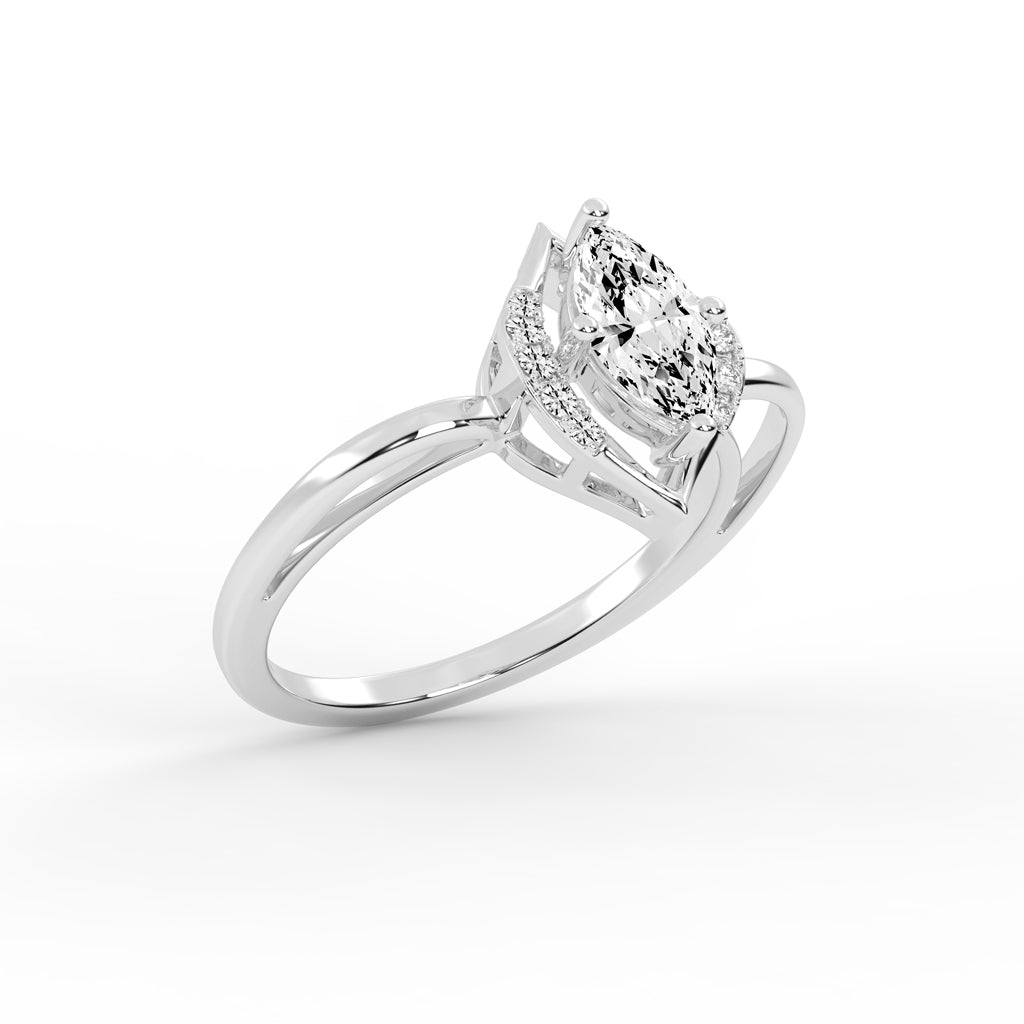 Delamira reversed tapred marquise cut delicate lab diamond ring