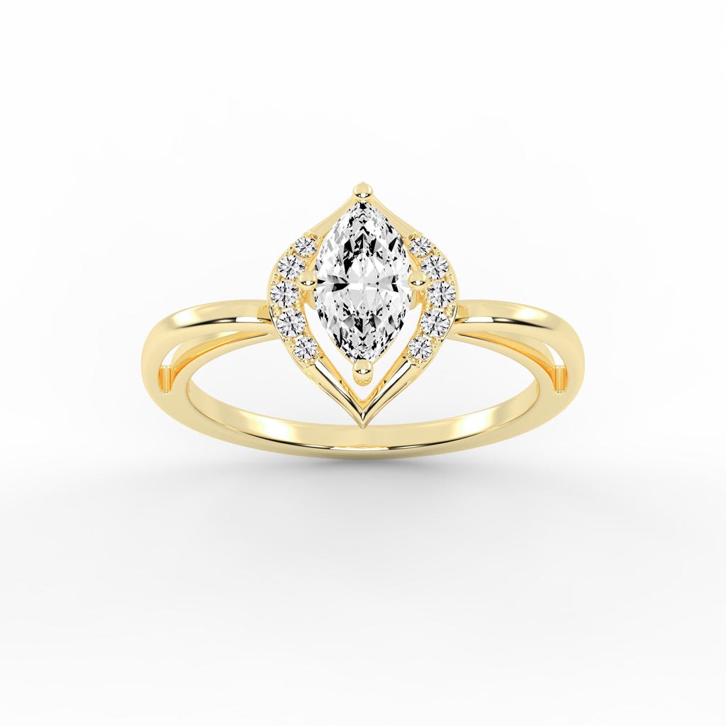 Delamira reversed tapred marquise cut delicate lab diamond ring