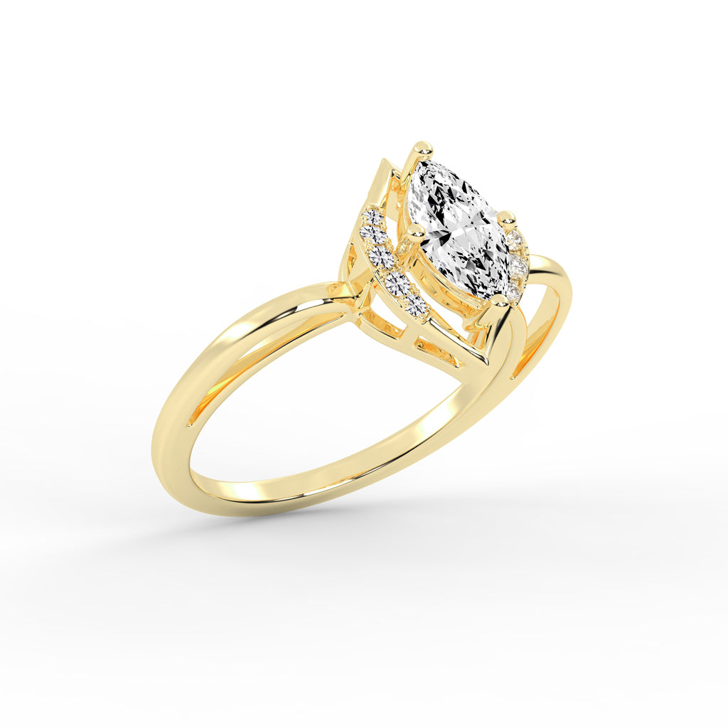 Delamira reversed tapred marquise cut delicate lab diamond ring
