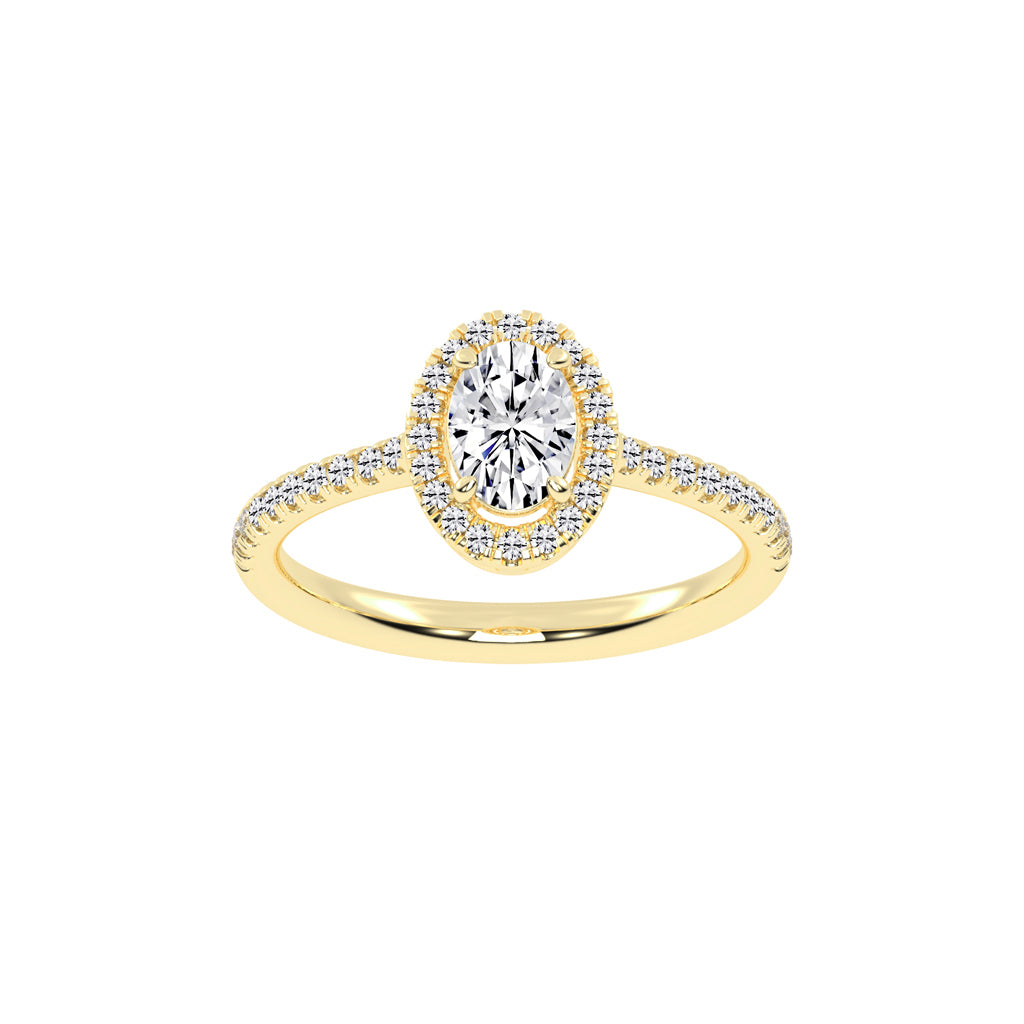 Halireva oval cut halo lab diamond ring