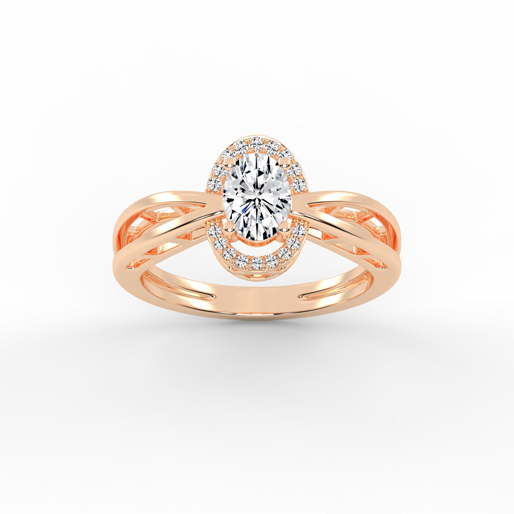 Halicress Split shank oval cut halo lab diamond ring