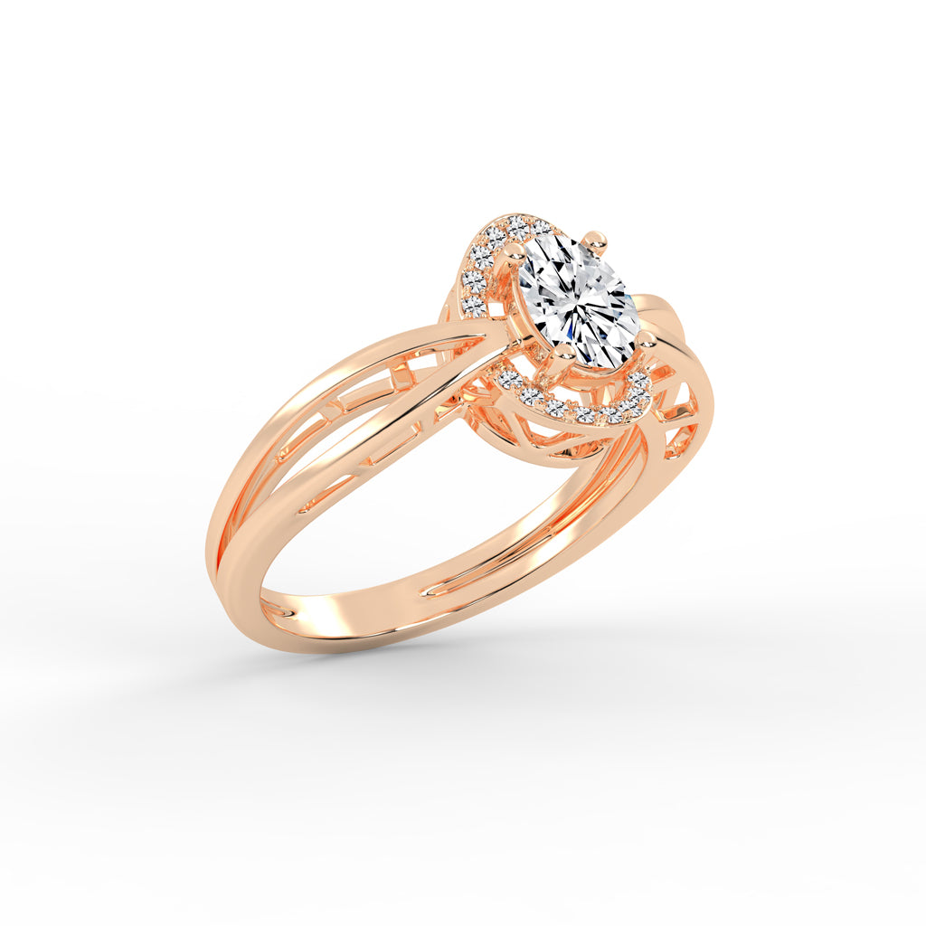 Halicress Split shank oval cut halo lab diamond ring