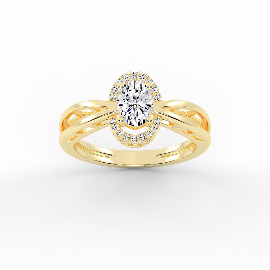 Halicress Split shank oval cut halo lab diamond ring