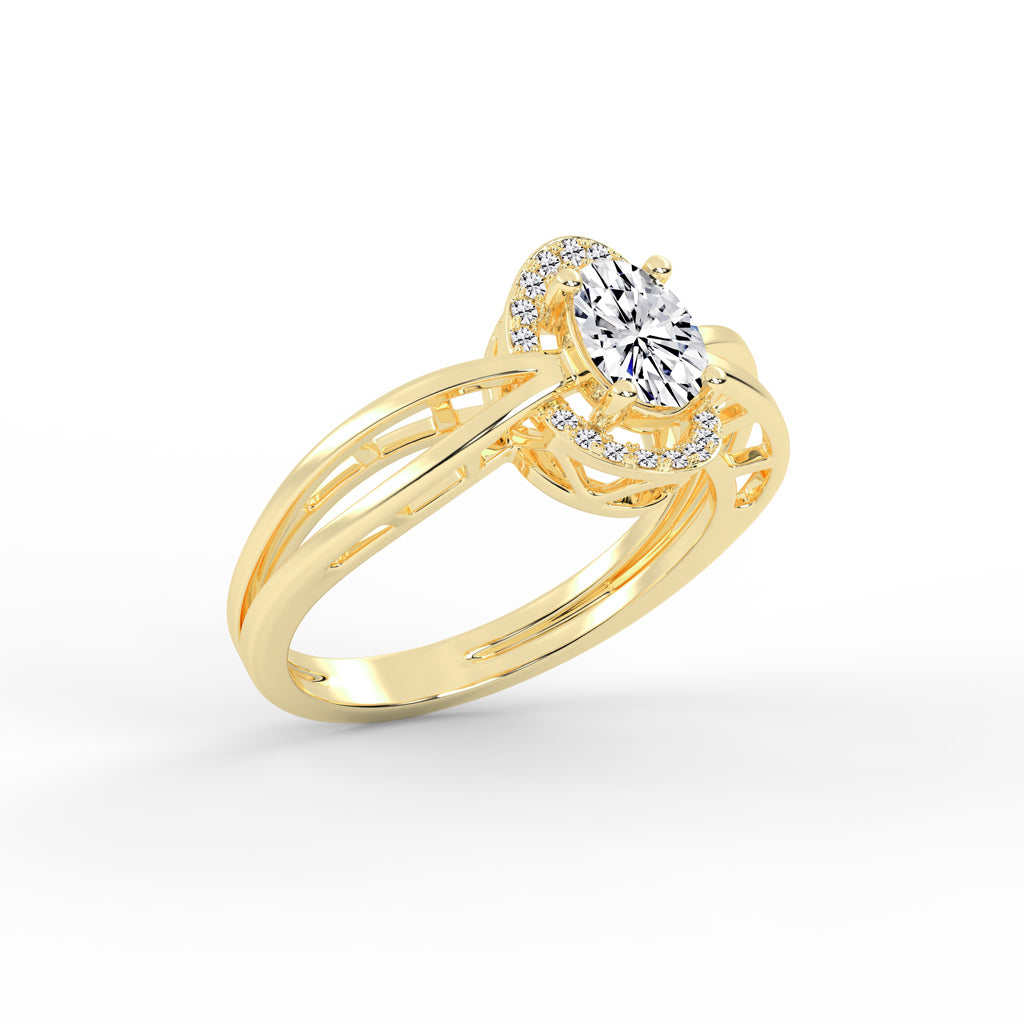 Halicress Split shank oval cut halo lab diamond ring