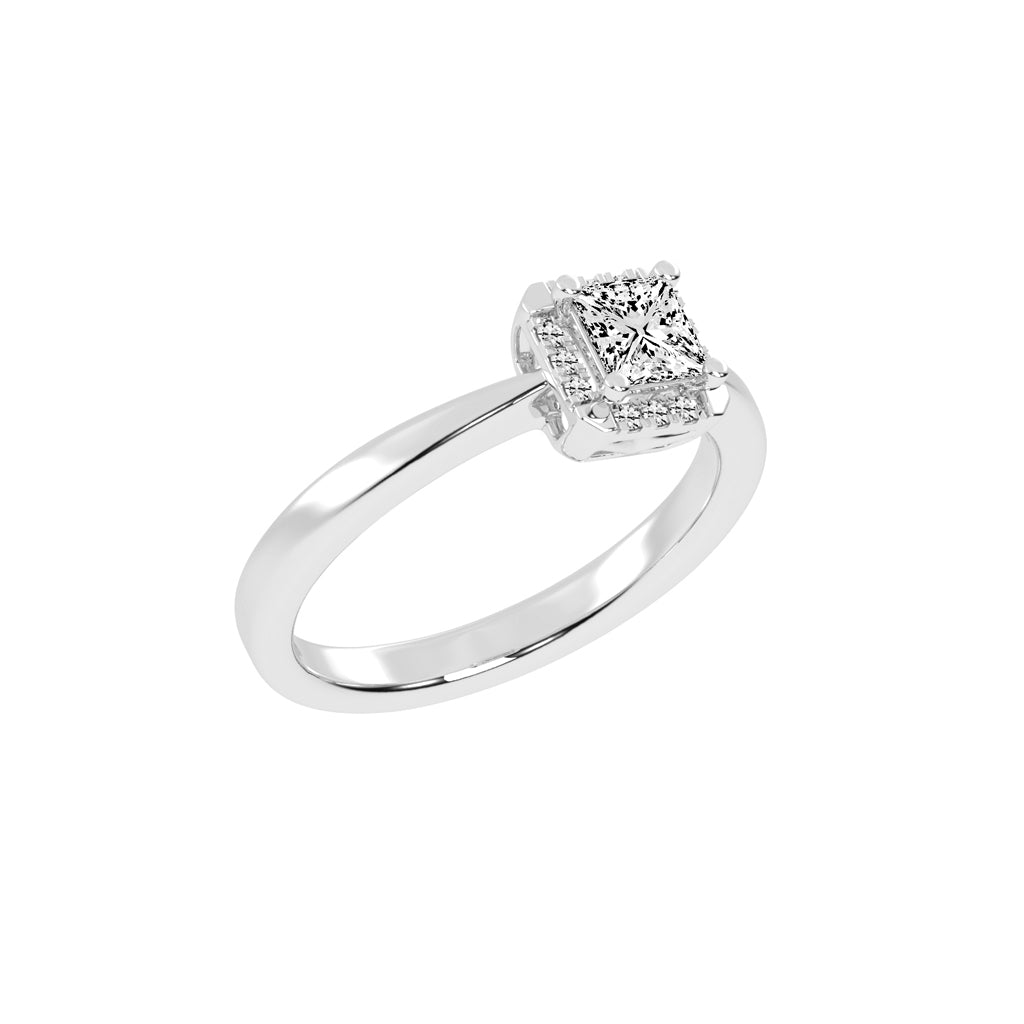 Solterixa reversed tapred princess cut lab dimaond ring