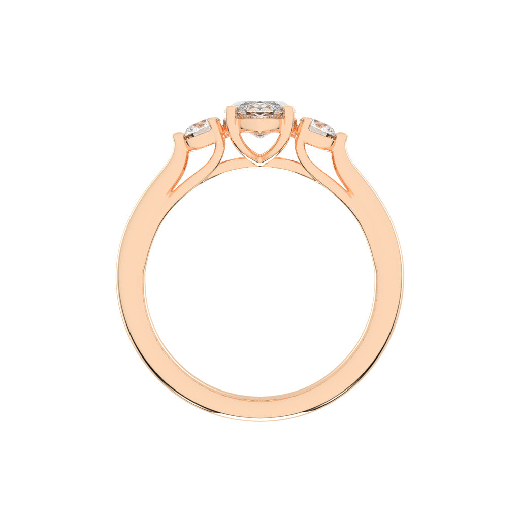 Trigoneva marquise cut three stone lab diamond ring