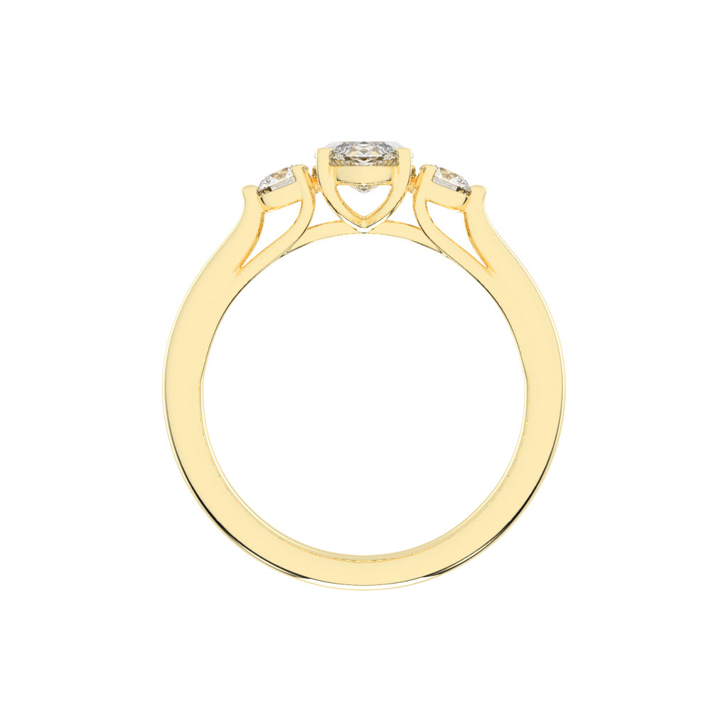 Trigoneva marquise cut three stone lab diamond ring