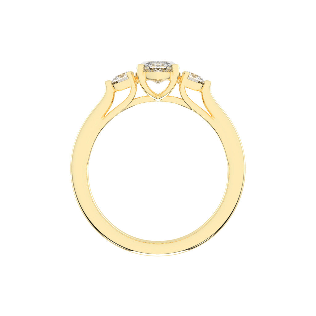 Trigoneva marquise cut three stone lab diamond ring